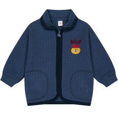 milk mile 童款戴帽小熊刺繡直線壓紋絎縫外套