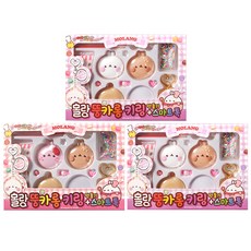 Molang 胖馬卡龍 鑰匙圈 手機支架 DIY套組, 隨機出貨, 3套