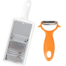 SHIMOMURA 下村 便利雙面刨絲刀 + 削皮器組合, 白色(刨絲刀), 橘色(削皮器), 1套