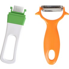 SHIMOMURA 下村 方便的蔥絲刀 + 刨絲削皮器組合, 綠色(蔥絲刀), 橘色(刨絲削皮器), 1套