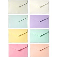 彩虹粉彩喜帖明信片信封 8款 x 10入組, 混合色, 1套