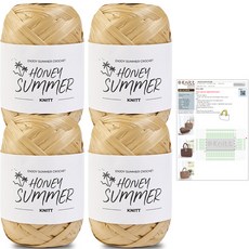 니뜨 허니썸머 뜨개실 50g x 4p + 라탄 토트백 도안 세트, 02 베이지, 1세트