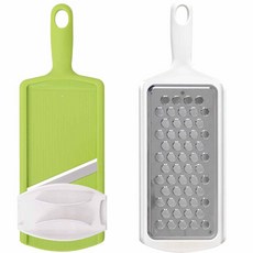 SHIMOMURA 下村 便利的高麗菜切絲器 + 磨泥板組合, 綠色 + 白色(切絲器), 混色(磨泥板), 1套