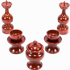 Namwonmoggi 名品南原 韓國製文化財白蠟木祭器組, 1套, 香爐 + 燭臺 2p + 酒杯 2p + 杯托 2p