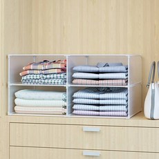 PLENO 衣櫃整理箱 收納盤 收納箱 中型 橫向2格 x 縱向2格, 半透明, 1個