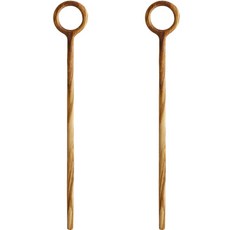 plala 橄欖木圓形攪拌棒 S, 棕色, 2個