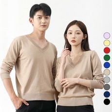 TURNKEY 男女通用 基本款V領彈性針織T恤 FT-081