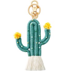 Legend C 馬克拉姆編織仙人掌流蘇汽車鑰匙圈, D, 1個