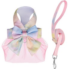 랜보어 반려동물 그라데이션 리본 스커트 하네스 세트, 타입B, 1세트