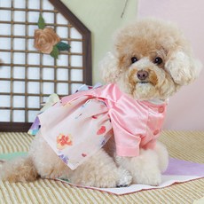 AMYLOVESPET 狗狗清潭韓服 女款, 緞面粉