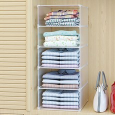 PLENO 衣櫃整理盒 收納托盤 生活收納箱 中型 橫向1格 x 縱向5格, 半透明, 1個