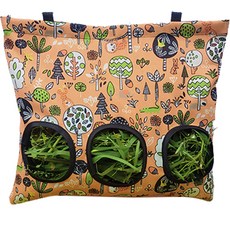 펫플로우 싱그러운 패턴 토끼 기니피그 건초 먹이 가방 L, 오렌지, 1개