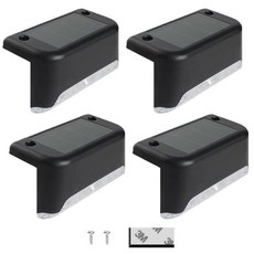 太陽能庭院戶外階梯自動照明燈 4入, 黑色