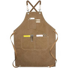 NUSIMBI 帆布咖啡廳工作室圍裙, 棕色, 1個