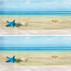 Mimineaqua 白沙灘上的一天 魚缸背景貼 2入, 混色