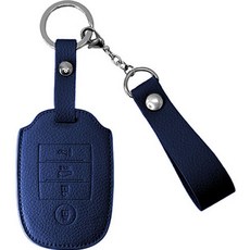 오시에나 자동차 가죽 스마트 차키케이스 스프링 키홀더, 네이비, 기아 A(4버튼)