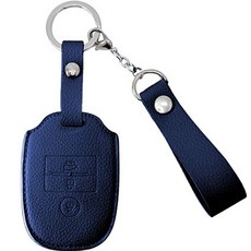 오시에나 자동차 가죽 스마트 차키케이스 스프링 키홀더, 네이비, 기아 J(3버튼)