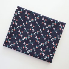 COTTONVILL 花朵圖案 花卉圖案 純棉 20支棉布料 復古格子花架, 海軍藍