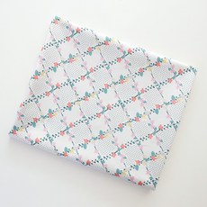 COTTONVILL 花朵圖案 花卉圖案 純棉 20支棉布料 復古格子花架, 象牙白