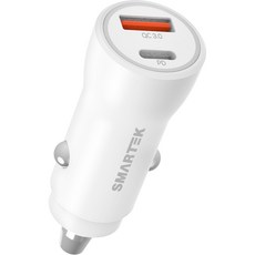 SMARTEK 38W 2孔車用高速充電器, 白色, SCC-PD20