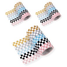 indi.k 棋盤格紙膠帶 5款 x 3入組, 混色, 1套