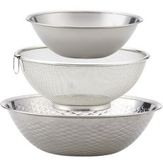 Stentok 不鏽鋼碗 3件組, 攪拌碗 + 瀝水籃 + 洗米盆