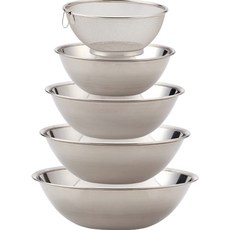 stenTaik 不鏽鋼碗5件組, 1套, 瀝水籃 + 4種攪拌碗