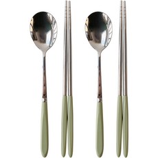 소소모소 마카롱 수저 2인 세트, 올리브, 숟가락 2p + 젓가락 2p, 1개