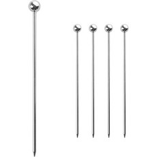 Mrs. Home 高級雞尾酒裝飾叉 甜點水果叉 銀色球, 5個, 銀色