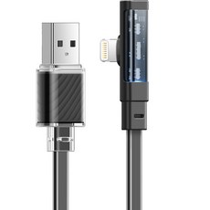 Mcdodo 麥多多 粉彩90度扁平貼合8-pin高速充電線, 1.8m, 黑色, 1個