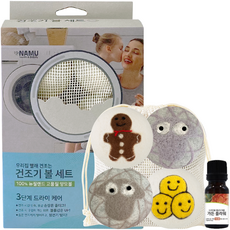 樹木烘衣羊毛花紋球4件組 + 花園花香香氛套組, 混合顏色, 1套