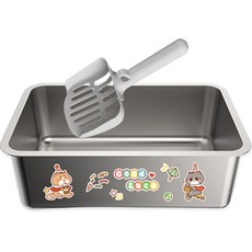 Gaekwacheonsun 不鏽鋼盒貓砂盆, 銀色