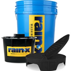 Rain-X洗車桶 20L 藍色+水桶掛勾 黑色+防刮墊 黑色+洗車板 黑色組, 1組