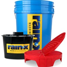 Rain-X洗車桶 20L 藍色+水桶塞 黑色+防沙墊 紅色+洗車板 紅色組, 1組