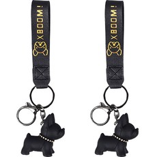 지엠지모터스 미니도그 차량용 키홀더, 2개, 블랙