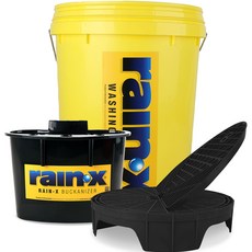 Rain X洗車桶 20L 黃色+桶蓋 黑色+防塵蓋 黑色+洗車板 黑色組, 1組