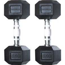 Fitbun 六角啞鈴 滾花防滑握把 鋼筒管啞鈴 8kg, 2個