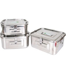 Kitchen-Art 亮面鎖扣不鏽鋼方形泡菜桶 大 8L + 中 4.8L + 小 3L 套組, 1套