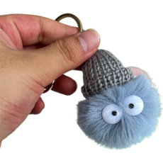 Belle 準備冬天的毛帽灰塵精靈鑰匙圈, 灰色, 1個