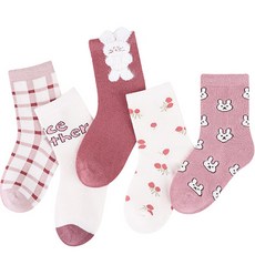 꼼지 女童用 S Milk Rabbit 12 襪子 5雙組