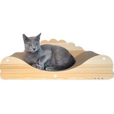 PETSMON 貓咪木製曲線沙發貓抓板, 混合色, 1個