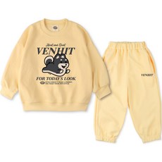 VENHIT 柴犬印花孩童雙面織紋大學T+褲子套裝