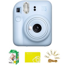 FUJIFILM 富士 instax 即時相機 + 底片2包 + Origin迷你相簿 + 照片掛繩, mini 12(粉彩藍), 1套