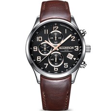 스콜피온시계 남성용 크로노그래프 디버클 가죽 시계 43mm SP3348L