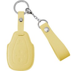 오시에나 자동차 가죽 스마트 차키케이스 스프링 키홀더, 레몬옐로우, 쉐보레 A(3버튼)