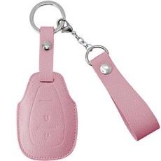 오시에나 자동차 가죽 스마트 차키케이스 스프링 키홀더, 베이비핑크, 쉐보레 B(2버튼)
