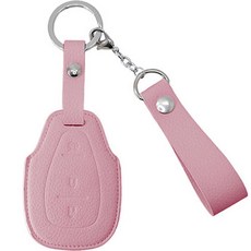 오시에나 자동차 가죽 스마트 차키케이스 스프링 키홀더, 베이비핑크, 쉐보레 A(3버튼)
