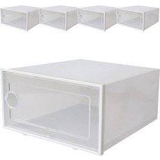 Virtue Nine 橫式開放型鞋子收納盒, 5個, 白色 + 白色