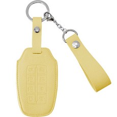 오시에나 자동차 가죽 스마트 차키케이스 스프링 키홀더, 레몬옐로우, 현대 J(8버튼)