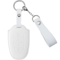 오시에나 자동차 가죽 스마트 차키케이스 스프링 키홀더, 화이트, 현대 H(4버튼)